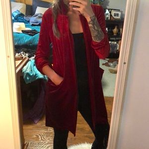 Forever 21 red velvet blazer jacket